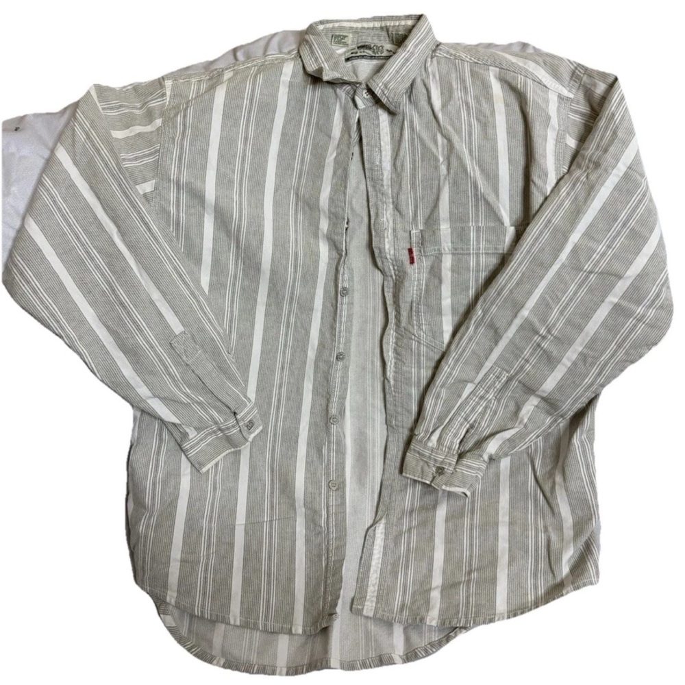 Vintage Levi's Button Up Shirt Mens Large Long Sleeve Western Denim Metal 90s